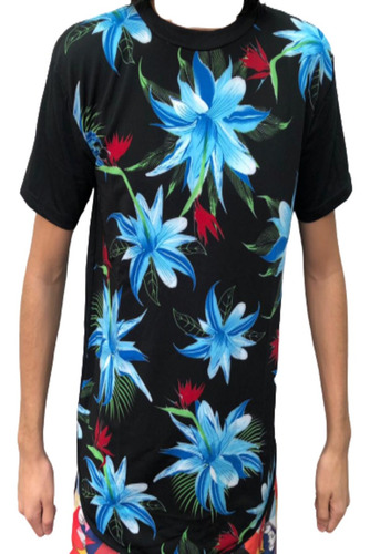Imagem 9 de 10 de Kit 10 Camiseta Masculina Long Line Florido Floral Atacado