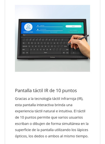 Monitor Tactil Touch 24 Viewsonic 10puntos Dp/hdm/usb Pc/mac
