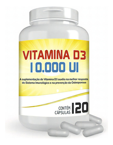 Vitamina D3 Colecalciferol 10.000ui Com 120 Cápsulas