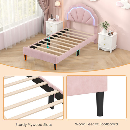 Base De Cama Rosa Con Luz Led Gpl Individual