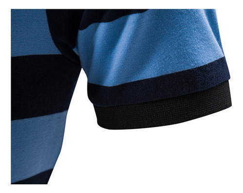 Playera Tipo Polo Estampada A Rayas Para Hombre 2024