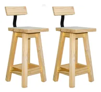 Comprar 2 Banquetas Taburete 60cm De Alto Con Respaldo En Hierro 