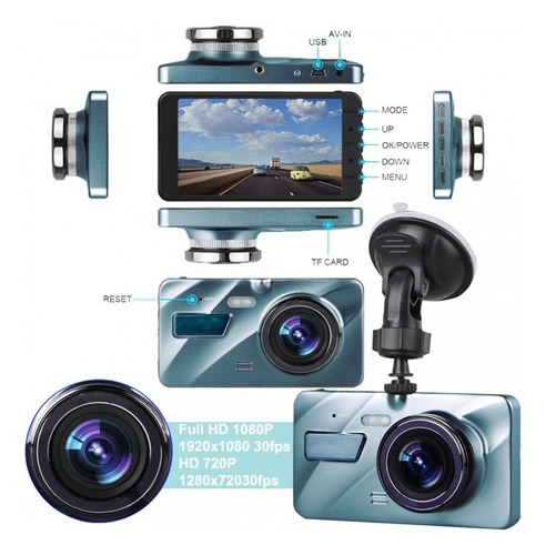 Vídeo Cámara Automóvil Dual Dvr Testigo Visión Nocturna Hd
