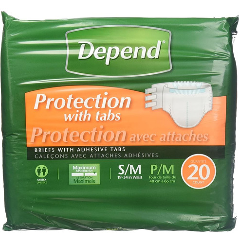 Protección Depend Con Lengüetas, Máxima Absorción, Pequeña/m