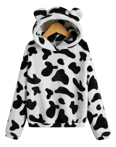 Sudadera L Para Mujer 7d5l Con Estampado De Vaca, Manga Larg