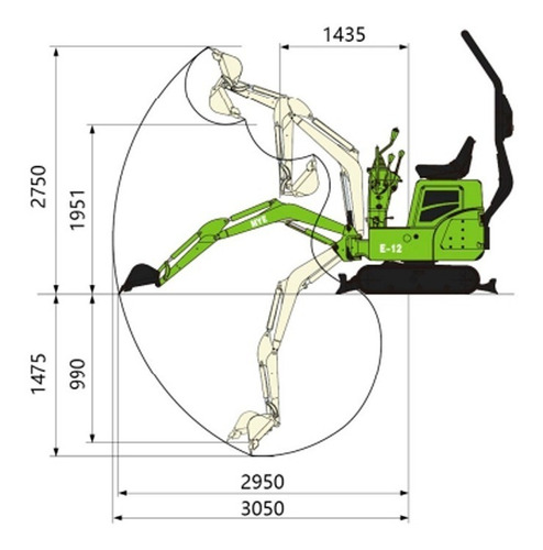 Miniexcavadora 1 Tonelada 11 Hp Yuchai E12 Canopy