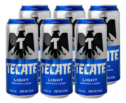 Pack De 6 Cerveza Tecate Light Lata 473ml