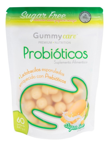 Probióticos Premium Sin Azúcar Gummy Care 60 Gomitas Sabor Mango