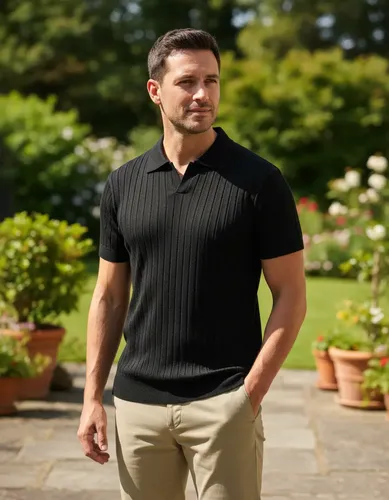 Camisa Polo Masculina Tricot Gola V Capri Casual Premium