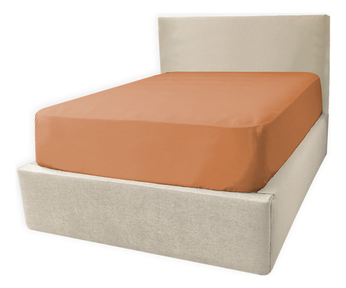Sábana Ajustable Dues Hotel Collection King Mix And Match 2u Color NARANJA OSCURO-AZUL CLARO Diseño de la tela Liso