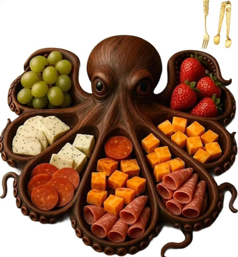 Plato De Embutidos Con Pulpo, Tabla Para Hacer Pan Con Queso