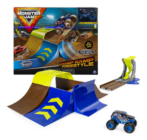 Monster Jam, Champ Ramp Freestyle Playset Con Exclusivo Cami