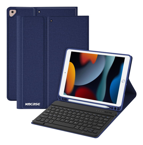 Funda Con Teclado Kbcase/para iPad 102 /azul Oscuro