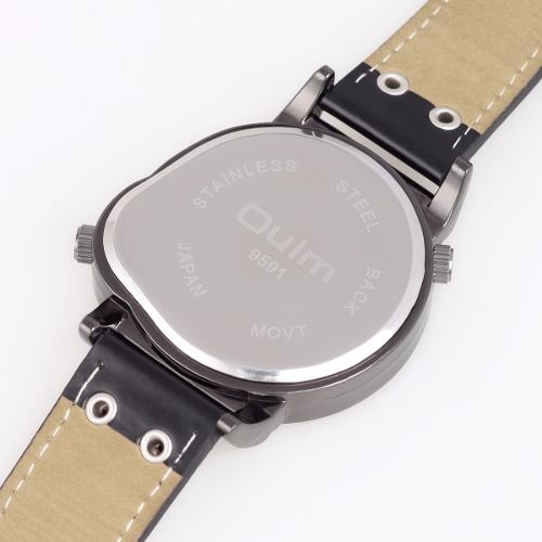 Reloj de pulsera Oulm para hombre con dos relojes analógicos negros