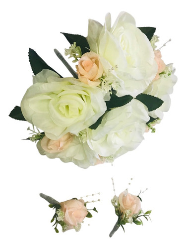 Ramos De Novias Flores Artificiales Rosas C Perlas Civil