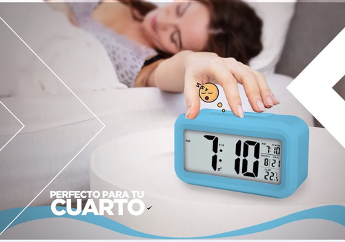 Imagen 2 de 10 de Reloj Alarma Despertador Digital Lcd Iluminado + Temperatura