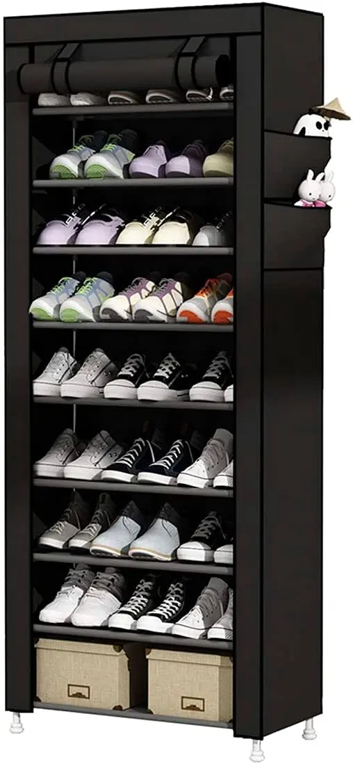 Zapatero Botinero Organizador De Calzado Zapatillas Con 9 Estantes Ideal Para Botas, Zapatillas Y Zapatos Ahorra Espacio, Armado Rápido Color Negro Levys Bazar