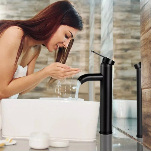 Llave Mezcladora Monomando Fregadero Lavabo Grifo Baño Negro