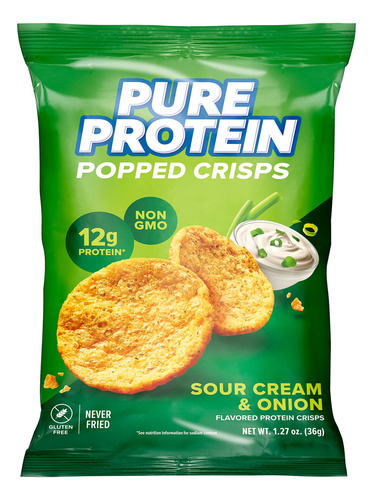 Pure Protein Popped Crisps, Crema Agria Y Cebolla, Bocadillo