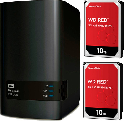 Storage Nas 20tb Wd Ex2 Ultra - 2 Baias Hd Wd Red Plus 10tb