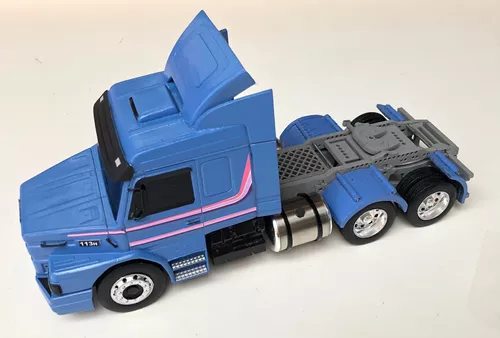 Caminhao brinquedo azul scania