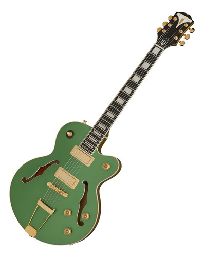 Guitarra elétrica Epiphone Original Collection Uptown Kat ES archtop de bordo/choupo emerald green metallic metalizado com diapasão de ébano