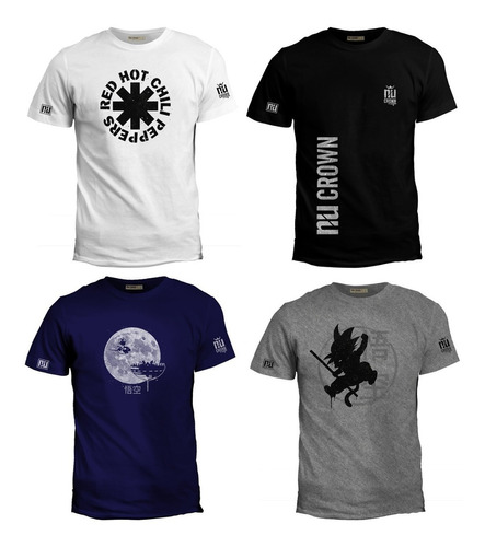 4 Camisetas Estampadas Hombre Originales Rock Metal Npc