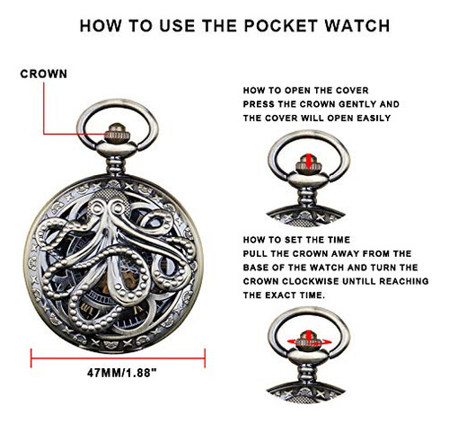 Reloj De Bolsillo Mecánico Dentily Modelo Steampunk Hombre Color