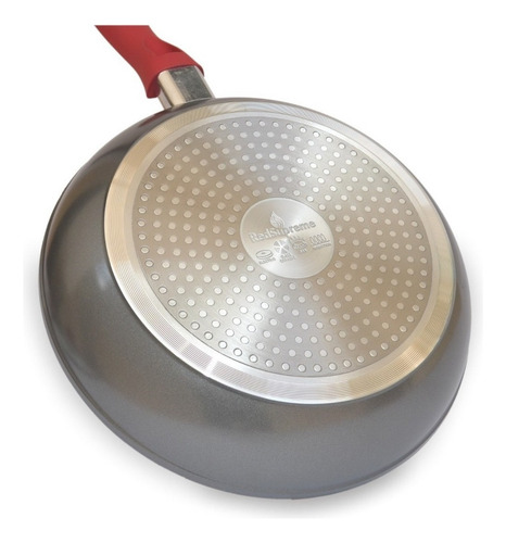 Panela Frigideira Grande 20cm Antiaderente Com Tampa Vidro Cor Vermelho