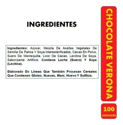 100 Chocolates Verona Bolsa 680 Gr