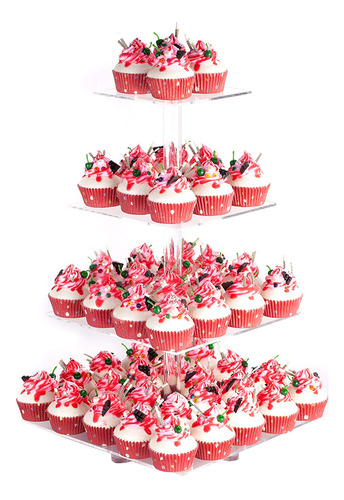 Soporte Cuadrado Para Cupcakes De 4 Niveles