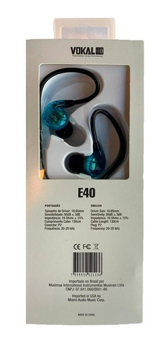 Imagem 3 de 5 de Fone Ouvido Profissional Vokal E40 Retorno Monitor In Ear