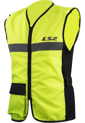 Chaleco Moto Ls2 Vest Fluo Alta Visibilidad Cierre Bolsillos