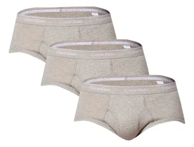 Kit Com 3 Cuecas Brief De Cotton Rib Calvin Klein Cinza G