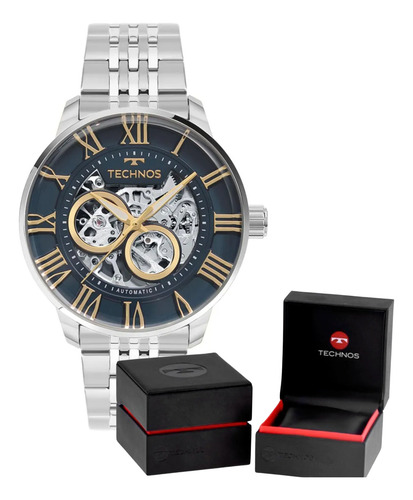 Relógio Technos Masculino Automático Prata Inox