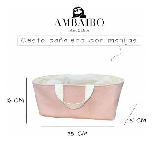 Contenedor Pañalero Con Manijas+cesto Tela. Ideal Regalo Rn Rosa