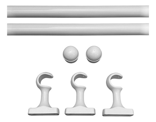 Varão Ferro 28mm P/ Cortina Kit Completo 2,10 Metros