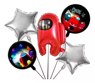 Kit 5pzs De Globos Metalicos De Among Us Impostor 73 Cm