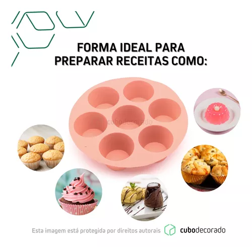 Forma Assadeira de Silicone Bolo para Air Fryer Microondas Forno 21cm