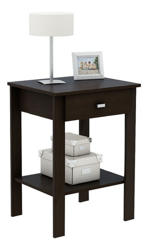 Mesa De Luz Mesita Cajon Estante Wengue Centro Estant