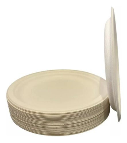 Platos De Pulpa Natural Compostable 22 Cms X 100 Uds - Cukin