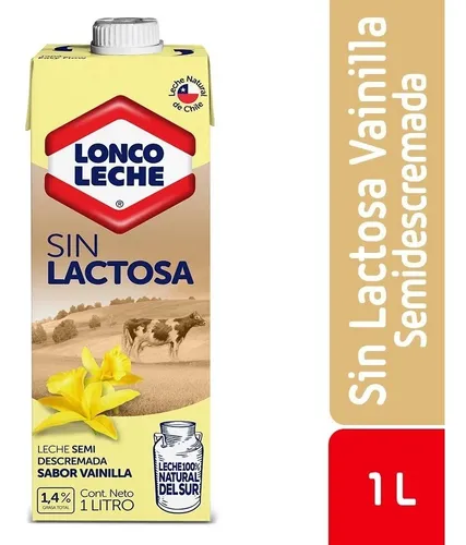 Leche Semidescremada Sin Lactosa Loncoleche Vainilla 1 L