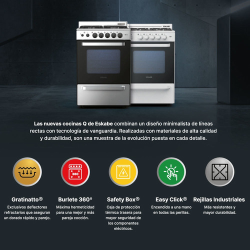 Imagen 4 de 7 de Cocina Eskabe Multigas Linea Q 57cm Q7 B Blanca Ceramic Blue