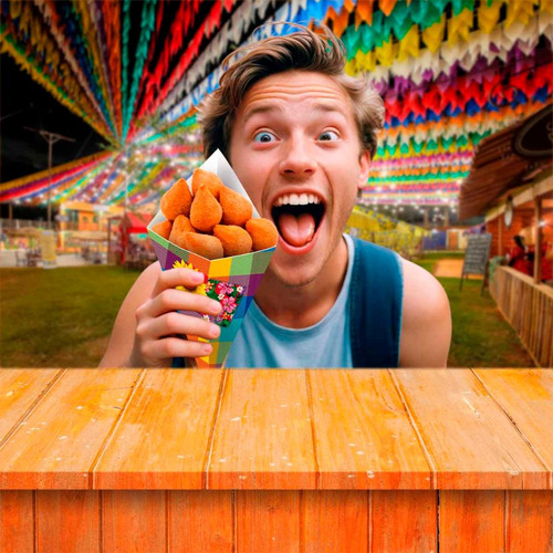 Embalagem Cone Para Salgados Porçoes Festa Junina Premium
