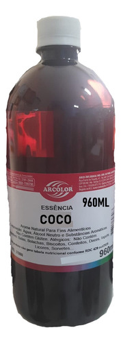 Essência Artificial Comestível Sabor Coco Arcolor 960ml 