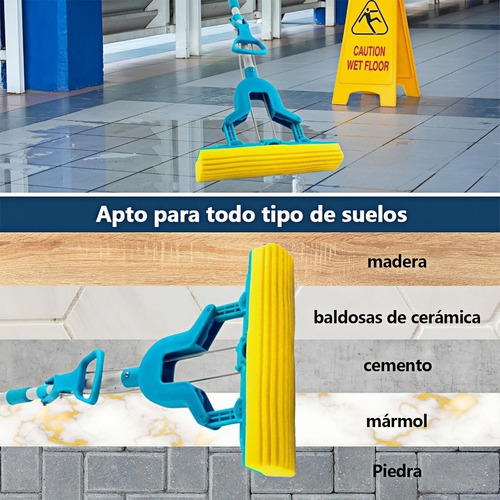Fregona De Esponja Súper Absorbente Con Mango Telescópico Rosa