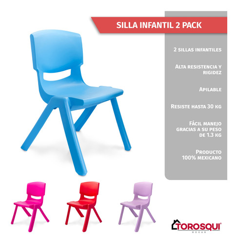 Silla Para Niños De Plástico Resistente Varios Colores