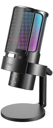 Micrófono Fifine Ampligame A8 Plus Rgb 4 Patrones - Negro