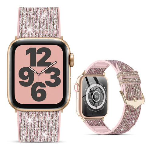 Malla Para Apple Watch 42/44mm Ctbb Glitter Pink Rosegold