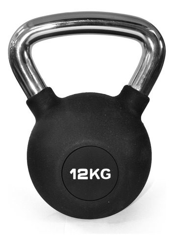Pesa Rusa Caucho Cromada 12 Kg /26.5 Lb Kettlebbell Gmp Color Negro